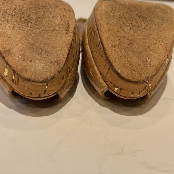 OSCAR DE LA RENTA Women’s Peep Toe Leather Slingback Heels Gold Size 37.5 - Picture 12 of 15